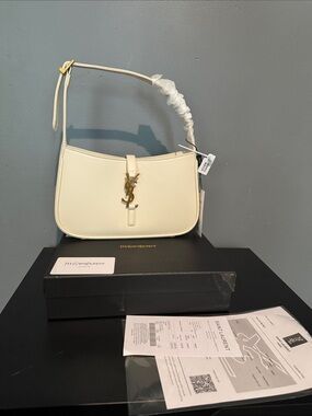 Fashion Cream YSL Shoulder Bag with Gold Logo Hardware